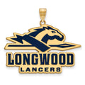 Sterling Silver Gold-plated LogoArt Longwood University Lancers Extra Large Enameled Pendant