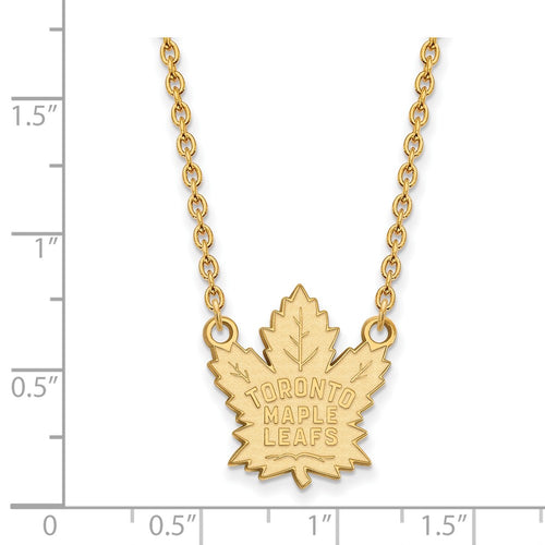 10k Gold NHL LogoArt Toronto Maple Leafs Large Pendant 18 inch Necklace