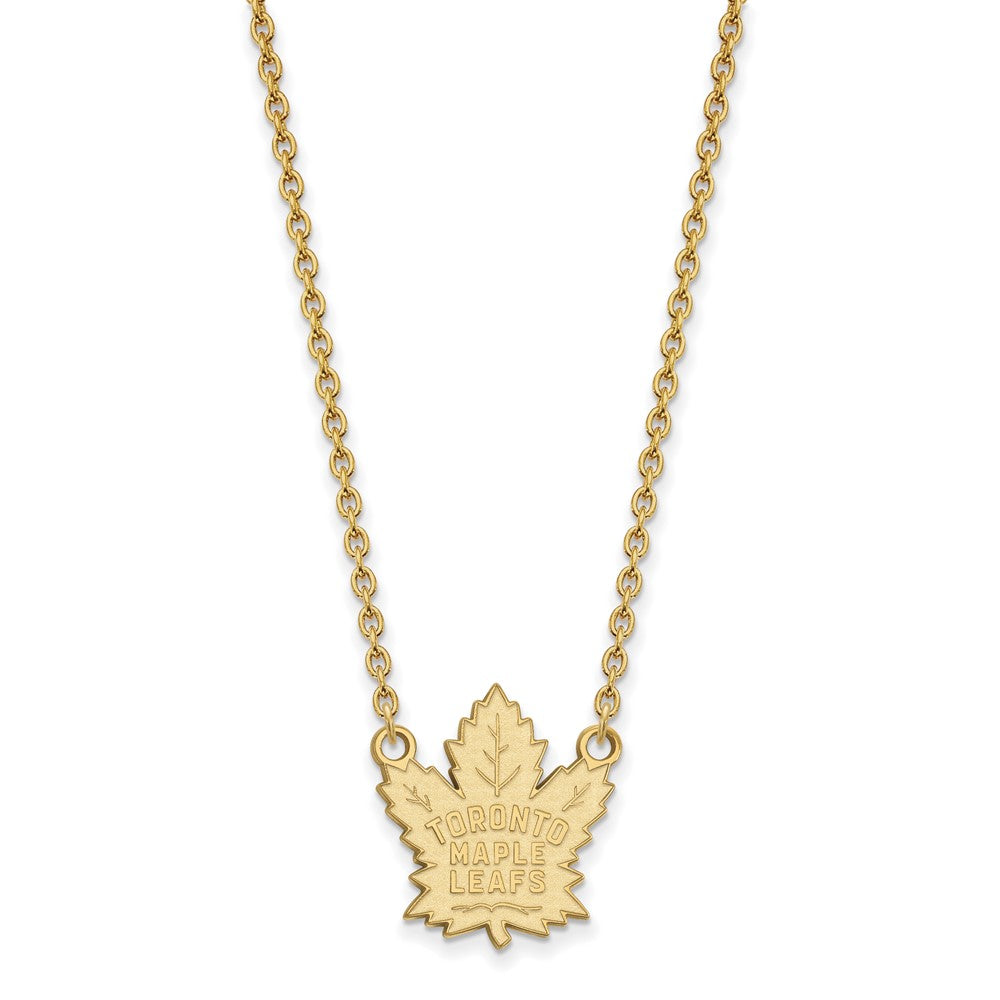 14k Gold NHL LogoArt Toronto Maple Leafs Large Pendant 18 inch Necklace