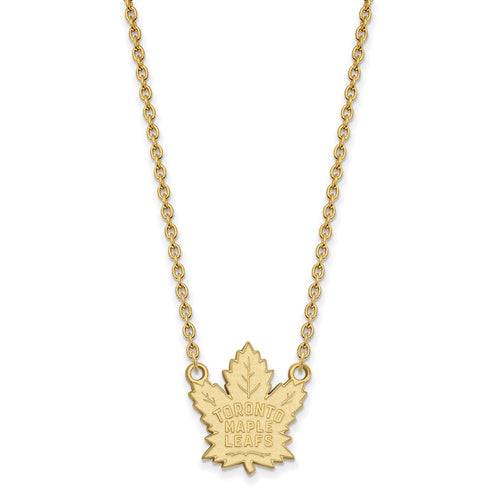 10k Gold NHL LogoArt Toronto Maple Leafs Large Pendant 18 inch Necklace