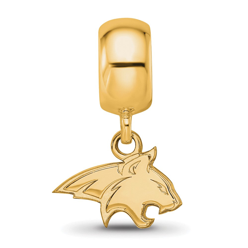 Sterling Silver Gold-plated LogoArt Montana State University Bobcat Extra Small Dangle Bead Charm