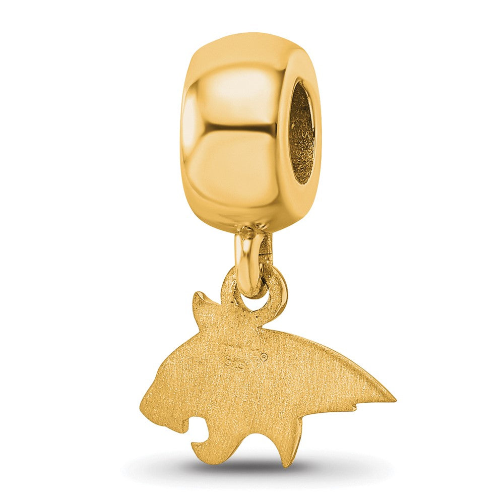 Sterling Silver Gold-plated LogoArt Montana State University Bobcat Extra Small Dangle Bead Charm