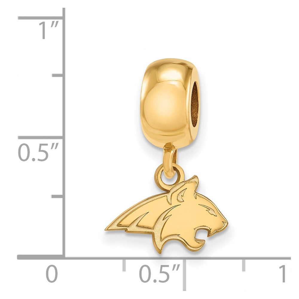 Sterling Silver Gold-plated LogoArt Montana State University Bobcat Extra Small Dangle Bead Charm