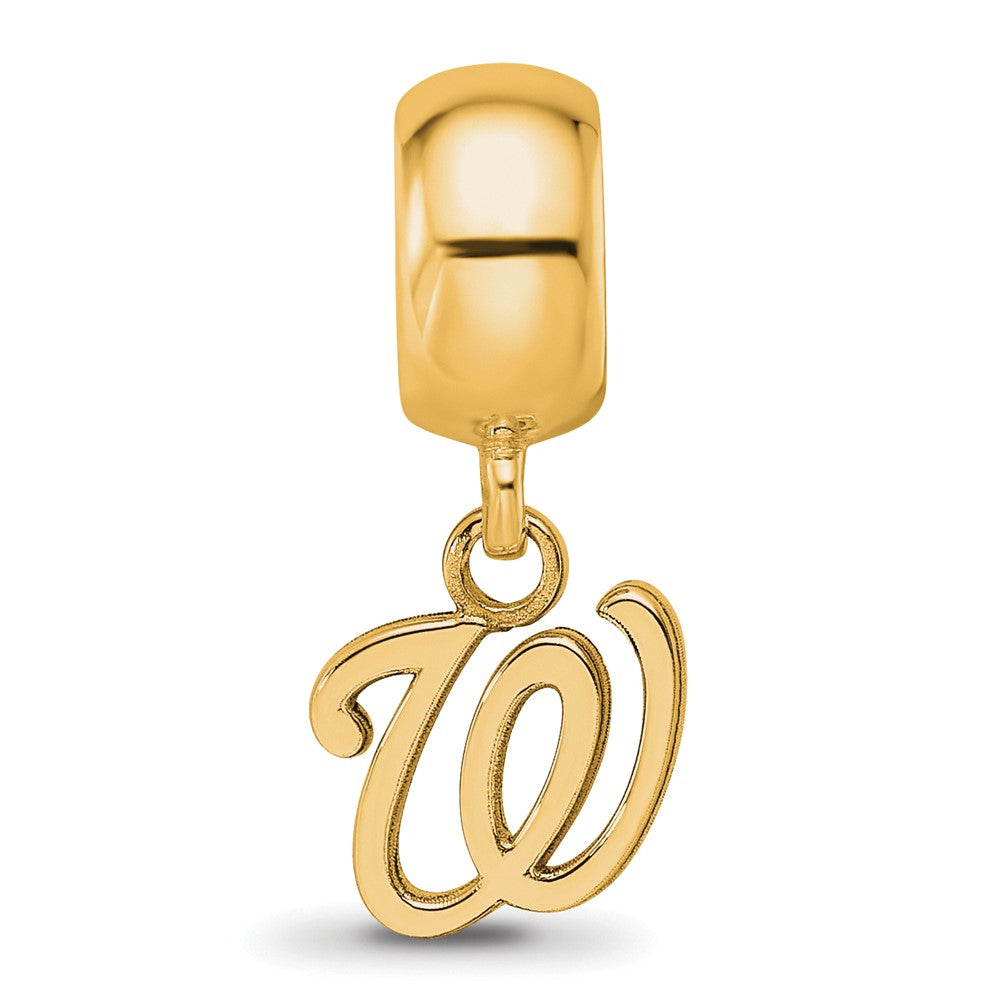 Sterling Silver Gold Plated Major League Baseball LogoArt Washington Nationals Dangle Bead
