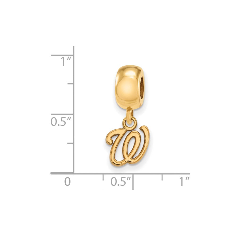 Sterling Silver Gold Plated Major League Baseball LogoArt Washington Nationals Dangle Bead