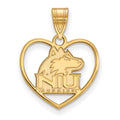Sterling Silver Gold-plated LogoArt Northern Illinois University N-I-U Huskies Heart Pendant