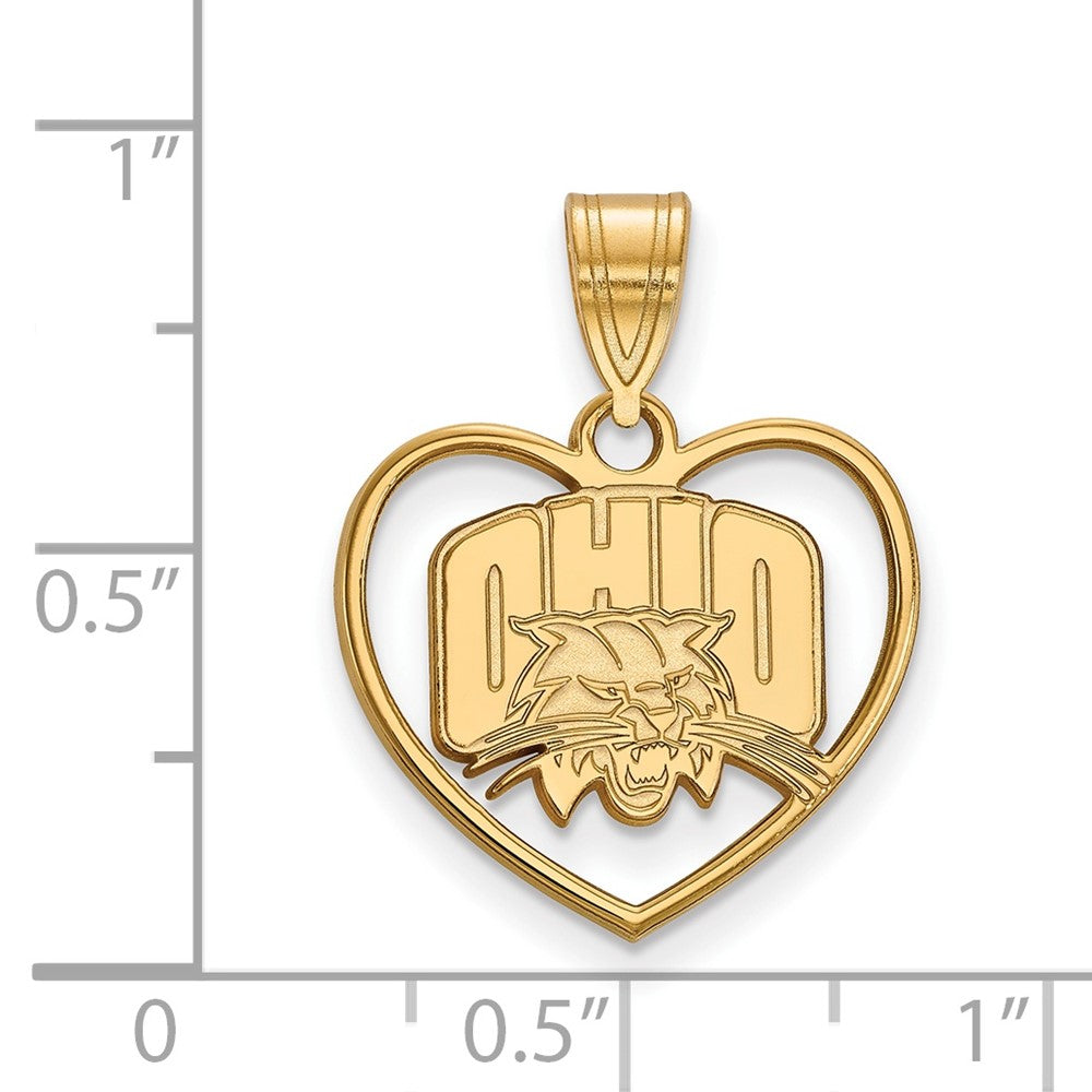 Sterling Silver Gold-plated LogoArt Ohio University Heart Pendant