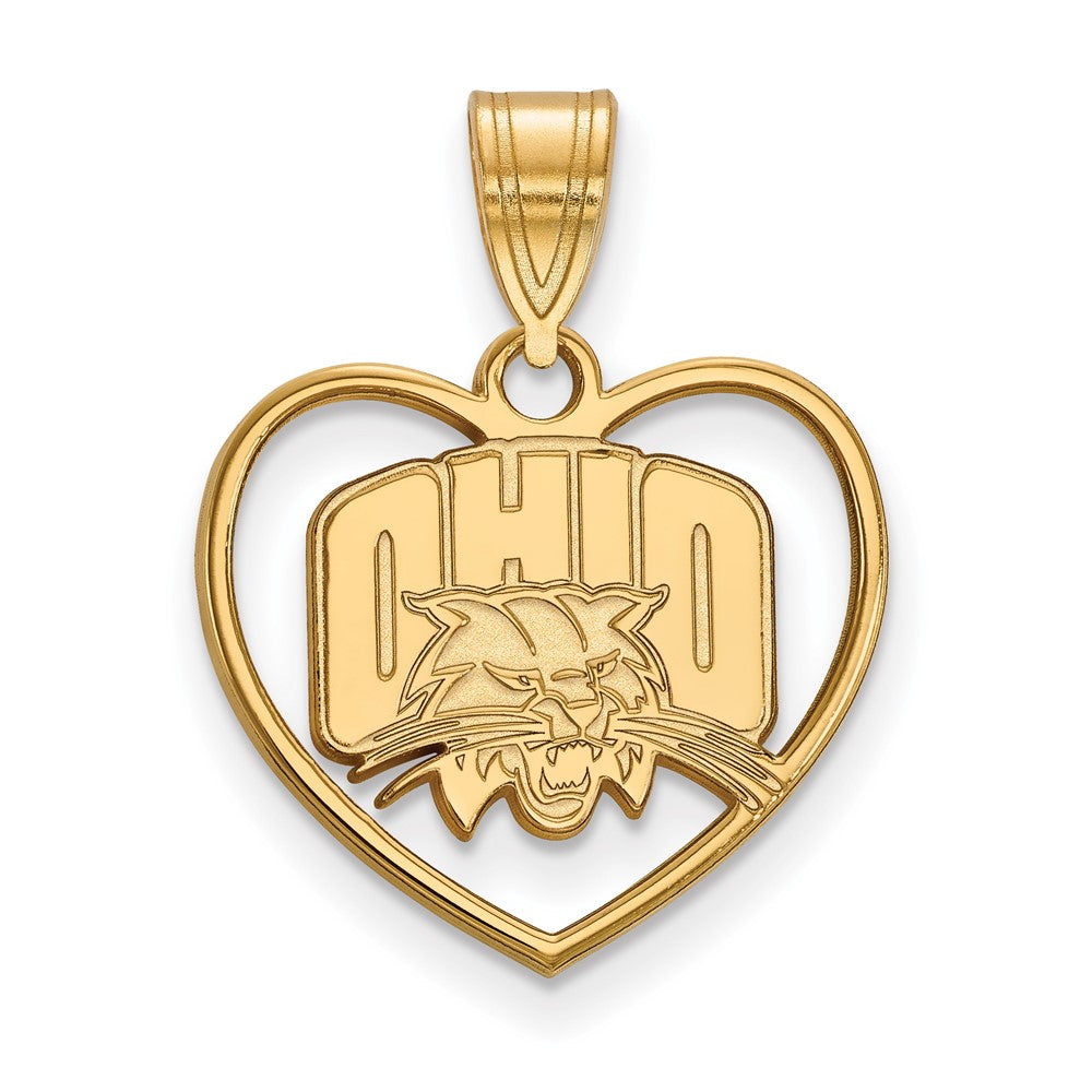 Sterling Silver Gold-plated LogoArt Ohio University Heart Pendant