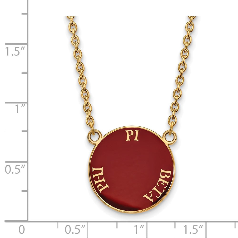 Sterling Silver Gold-plated LogoArt Pi Beta Phi Sorority Text Large Color Enamel Pendant 18 inch Necklace