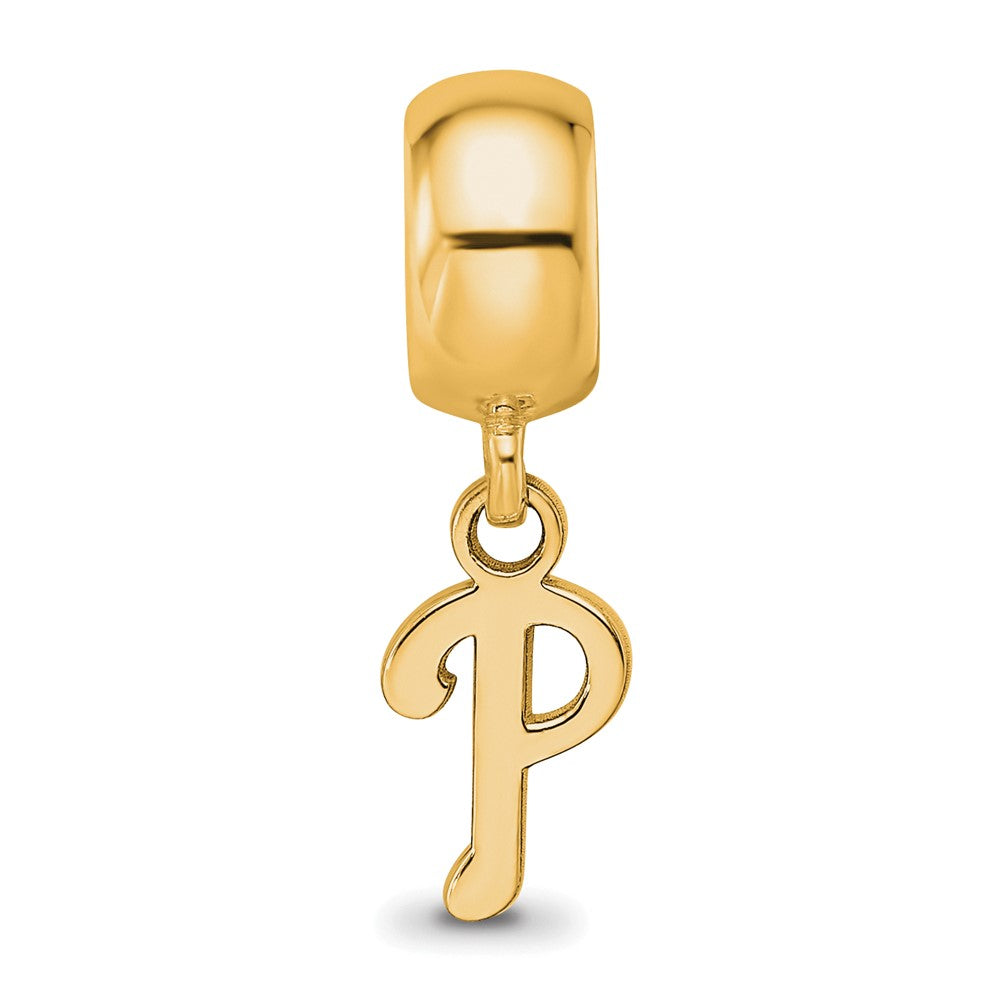 Sterling Silver Gold Plated Major League Baseball LogoArt Philadelphia Phillies Dangle Bead