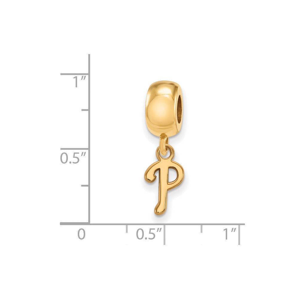 Sterling Silver Gold Plated Major League Baseball LogoArt Philadelphia Phillies Dangle Bead