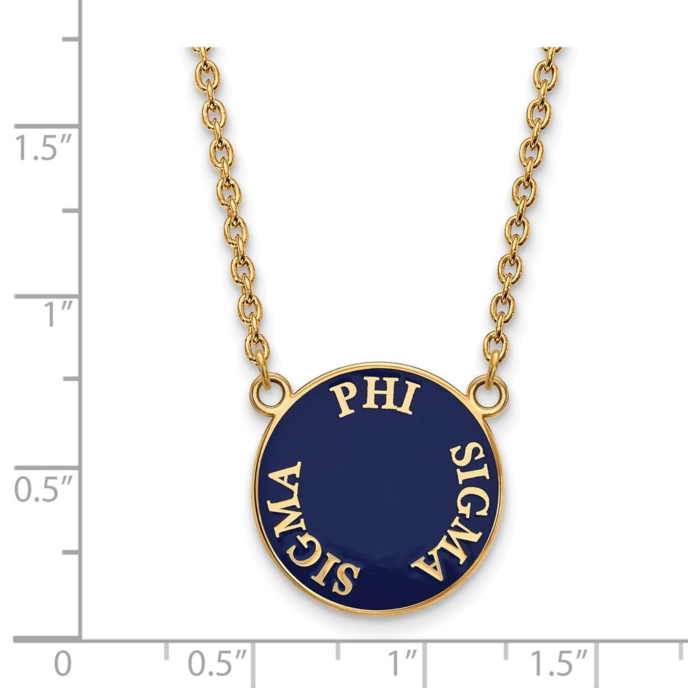 Sterling Silver Gold-plated LogoArt Phi Sigma Sigma Sorority Text Large Color Enamel Pendant 18 inch Necklace