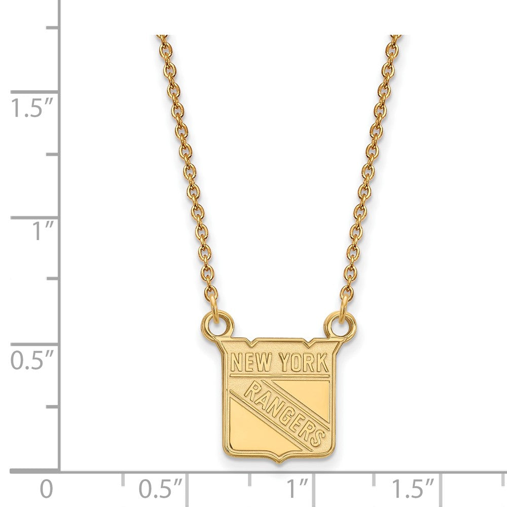 Sterling Silver Gold-plated NHL LogoArt New York Rangers Small Pendant 18 inch Necklace