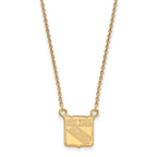 10k Gold NHL LogoArt New York Rangers Small Pendant 18 inch Necklace