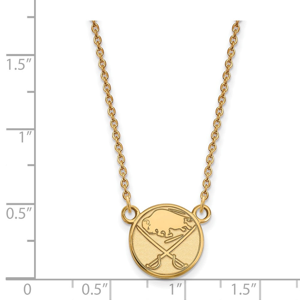 Sterling Silver Gold-plated NHL LogoArt Buffalo Sabres Small Pendant 18 inch Necklace