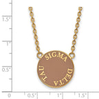 Sterling Silver Gold-plated LogoArt Sigma Delta Tau Sorority Text Large Color Enamel Pendant 18 inch Necklace