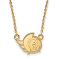 Sterling Silver Gold-plated NHL LogoArt Ottawa Senators Small Pendant 18 inch Necklace