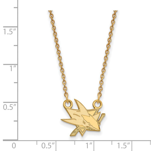 10k Gold NHL LogoArt San Jose Sharks Small Pendant 18 inch Necklace