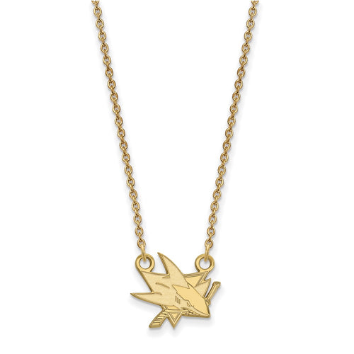 10k Gold NHL LogoArt San Jose Sharks Small Pendant 18 inch Necklace