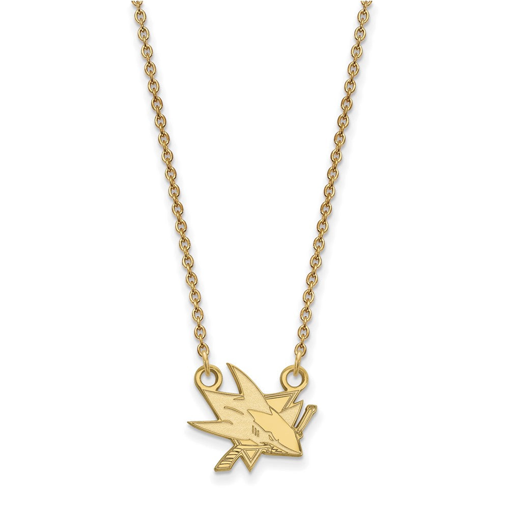 14k Gold NHL LogoArt San Jose Sharks Small Pendant 18 inch Necklace