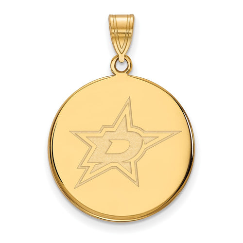 10k Gold NHL LogoArt Dallas Stars Large Disc Pendant