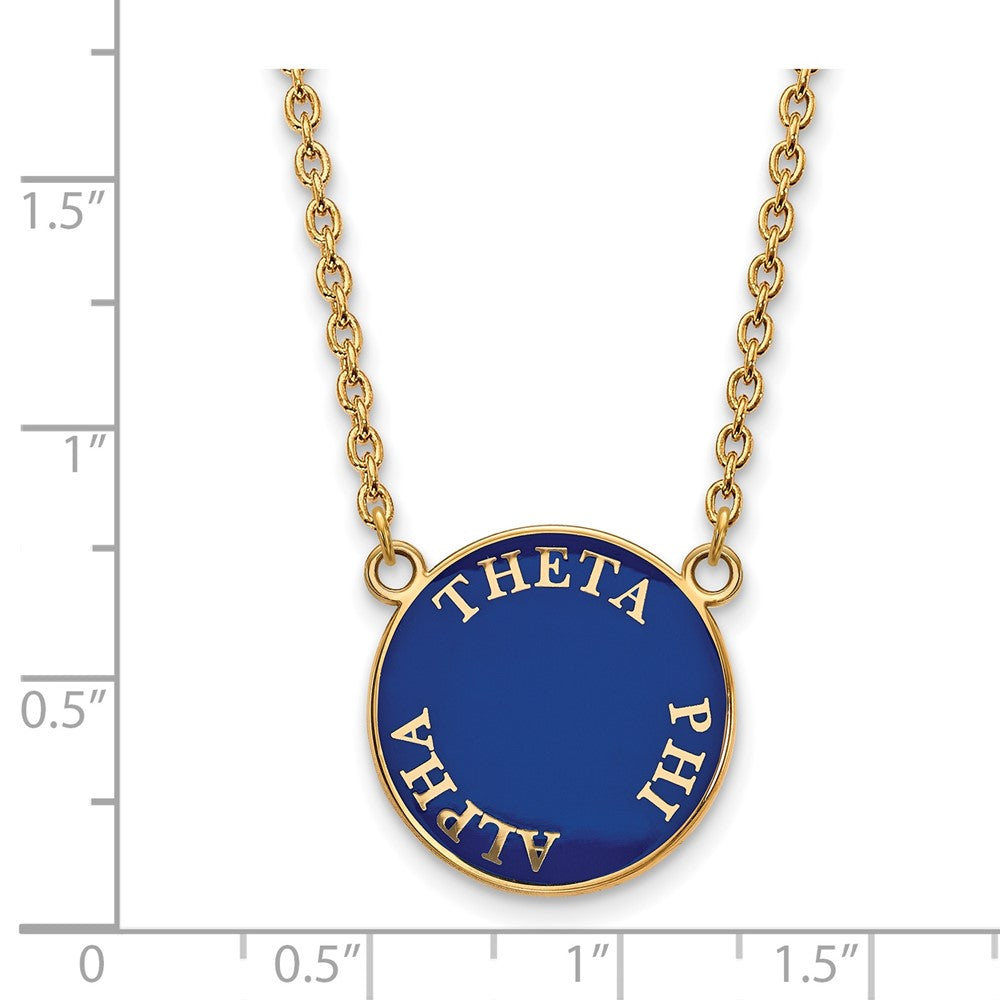 Sterling Silver Gold-plated LogoArt Theta Phi Alpha Sorority Text Large Color Enamel Pendant 18 inch Necklace
