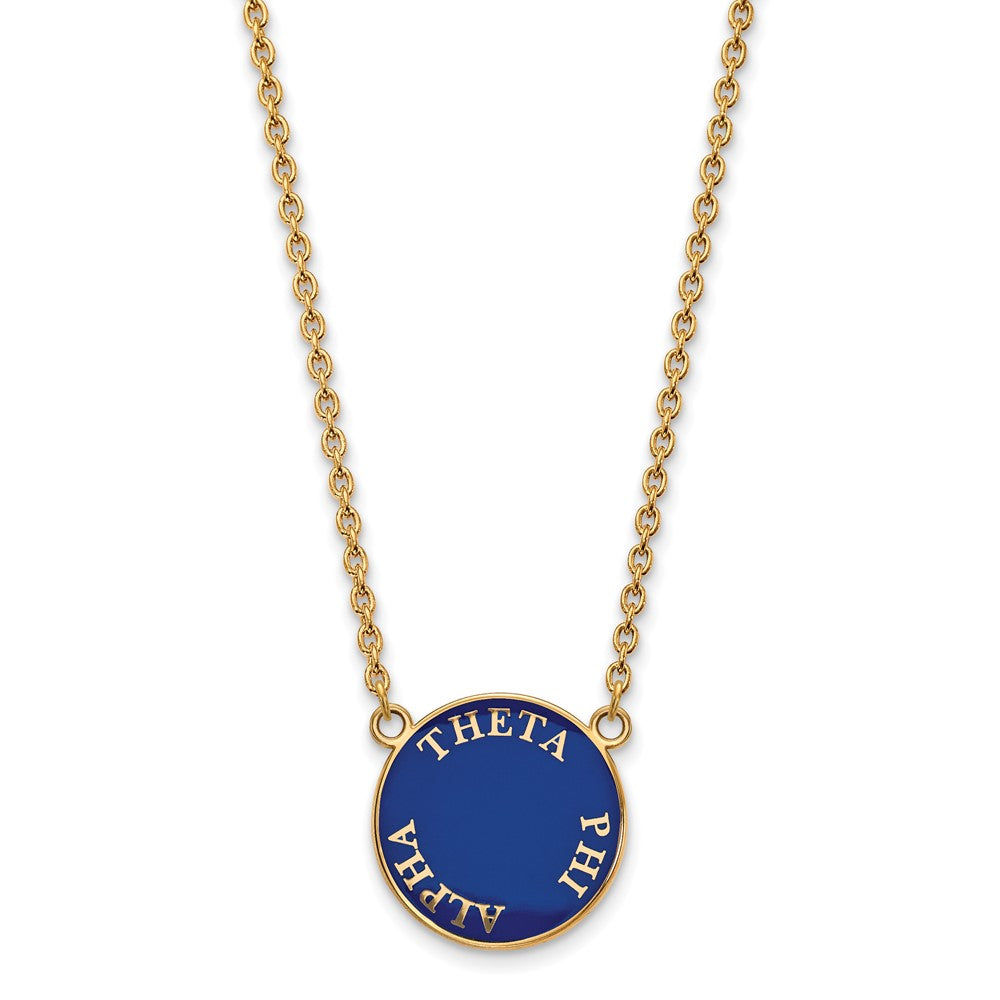 Sterling Silver Gold-plated LogoArt Theta Phi Alpha Sorority Text Large Color Enamel Pendant 18 inch Necklace