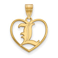 Sterling Silver Gold-plated LogoArt University of Louisville Letter L Heart Pendant