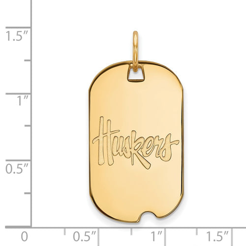 10k Gold LogoArt University of Nebraska Huskers Small Dog Tag Pendant