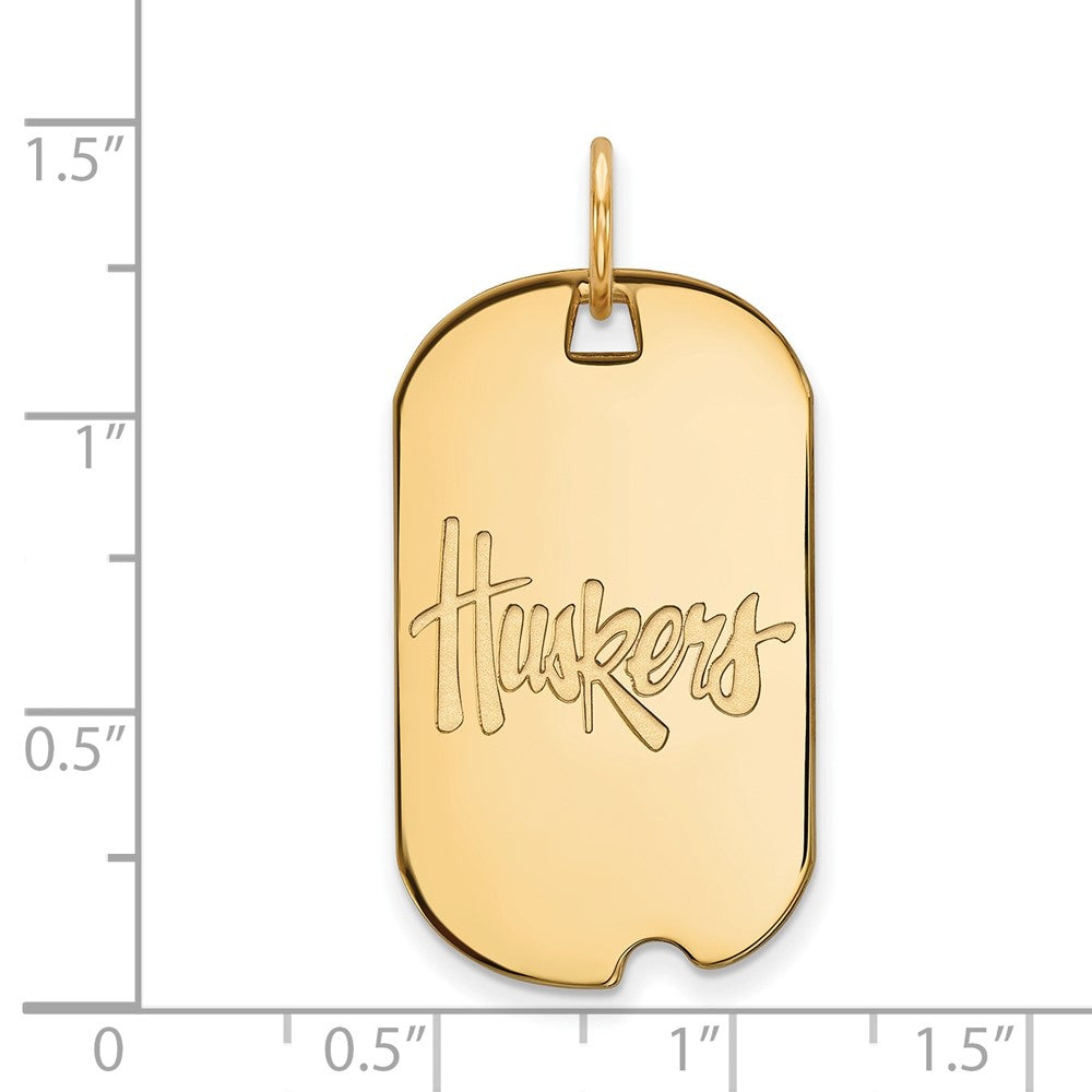 14k Gold LogoArt University of Nebraska Huskers Small Dog Tag Pendant