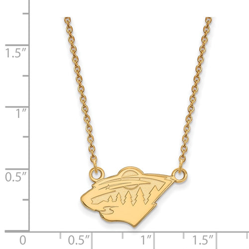 10k Gold NHL LogoArt Minnesota Wild Small Pendant 18 inch Necklace