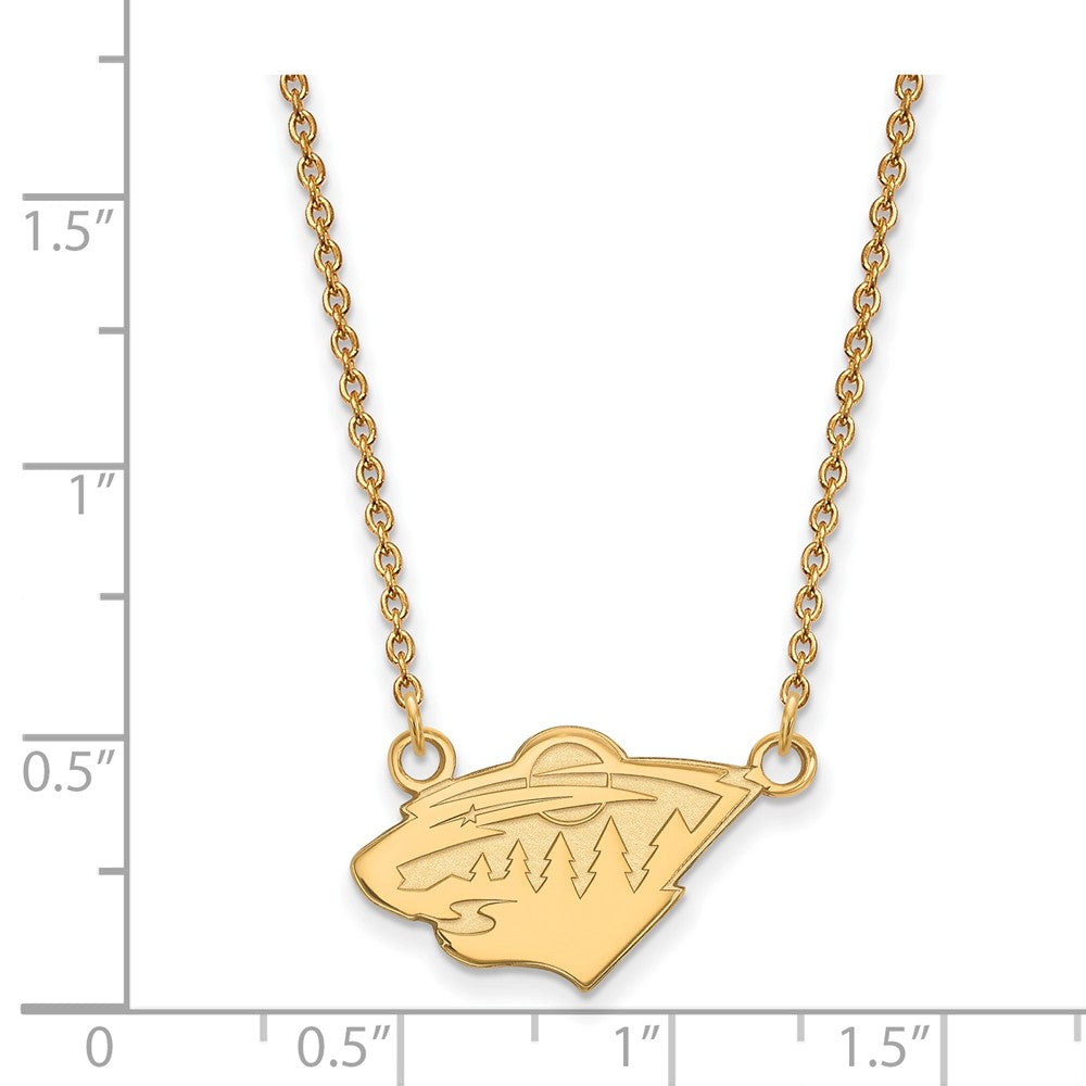 14k Gold NHL LogoArt Minnesota Wild Small Pendant 18 inch Necklace