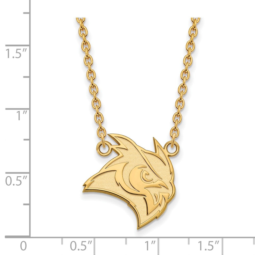 14k Gold LogoArt Rice University Owl Large Pendant 18 inch Necklace