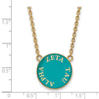 Sterling Silver Gold-plated LogoArt Zeta Tau Alpha Sorority Text Large Color Enamel Pendant 18 inch Necklace