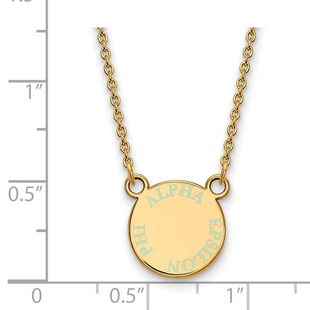 Sterling Silver Gold-plated LogoArt Alpha Epsilon Phi Extra Sorority Text Small Color Enamel Pendant 18 inch Necklace