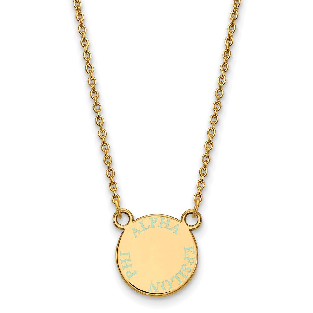 Sterling Silver Gold-plated LogoArt Alpha Epsilon Phi Extra Sorority Text Small Color Enamel Pendant 18 inch Necklace