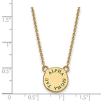 Sterling Silver Gold-plated LogoArt Alpha Sigma Tau Sorority Text Small Color Enamel Pendant 18 inch Necklace