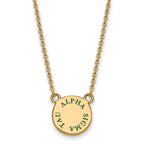 Sterling Silver Gold-plated LogoArt Alpha Sigma Tau Sorority Text Small Color Enamel Pendant 18 inch Necklace