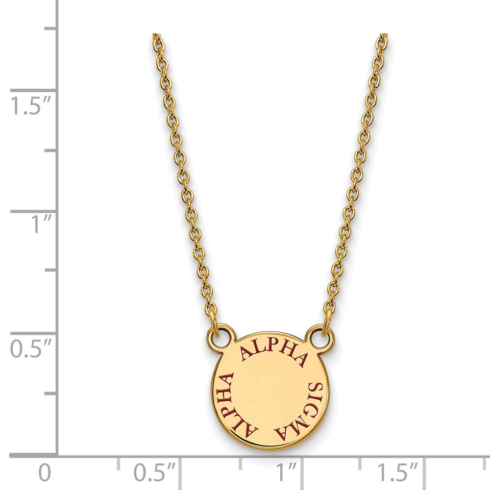 Sterling Silver Gold-plated LogoArt Alpha Sigma Alpha Sorority Text Small Color Enamel Pendant 18 inch Necklace
