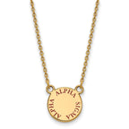 Sterling Silver Gold-plated LogoArt Alpha Sigma Alpha Sorority Text Small Color Enamel Pendant 18 inch Necklace