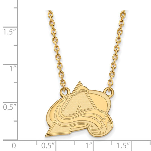 10k Gold NHL LogoArt Colorado Avalanche Letter A Large Pendant 18 inch Necklace