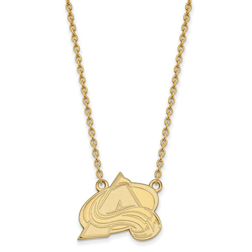 10k Gold NHL LogoArt Colorado Avalanche Letter A Large Pendant 18 inch Necklace