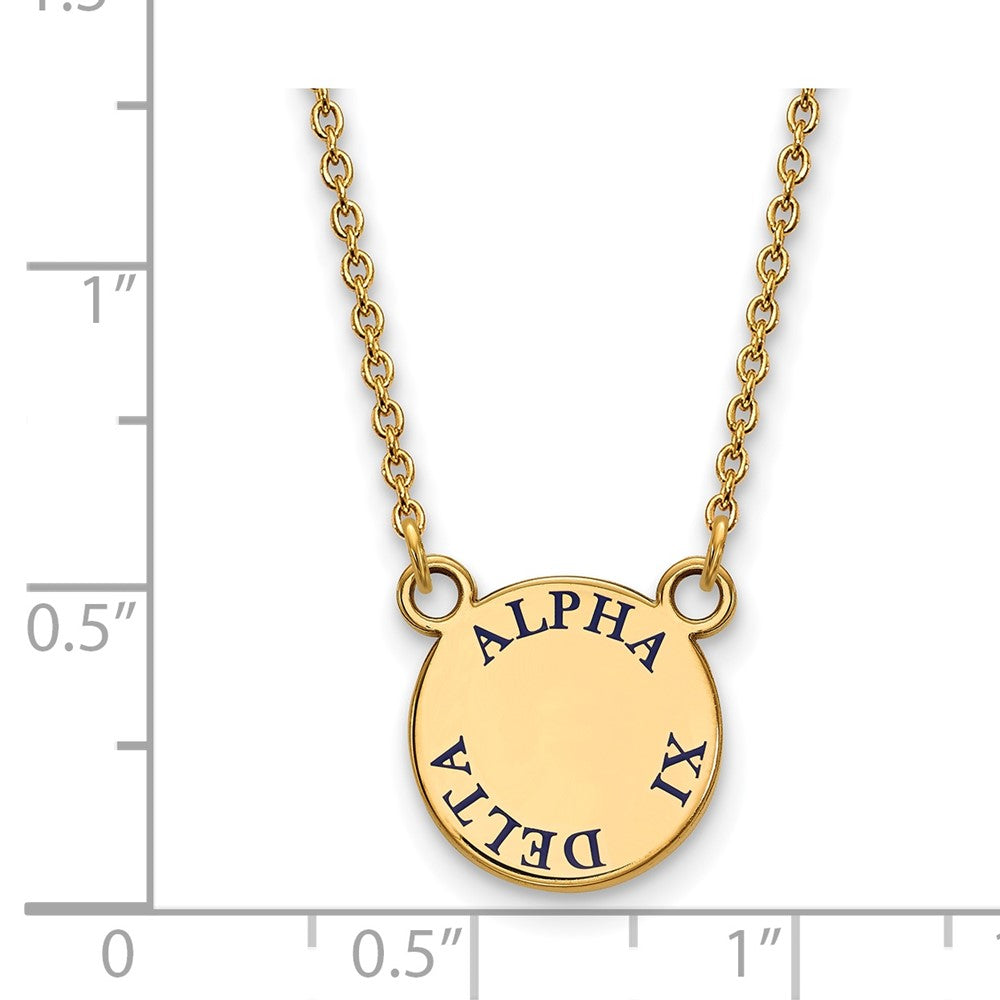 Sterling Silver Gold-plated LogoArt Alpha Xi Delta Sorority Text Small Color Enamel Pendant 18 inch Necklace