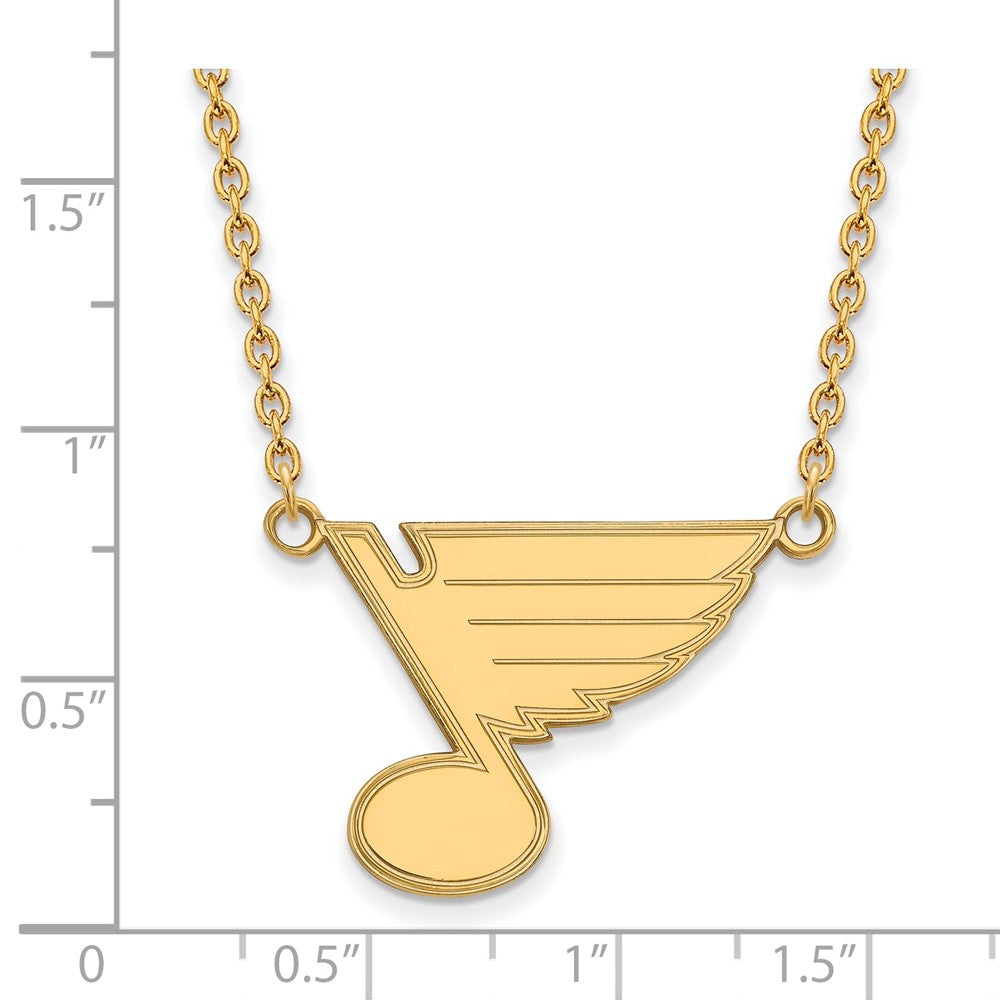 Sterling Silver Gold-plated NHL LogoArt St. Louis Blues Large Pendant 18 inch Necklace