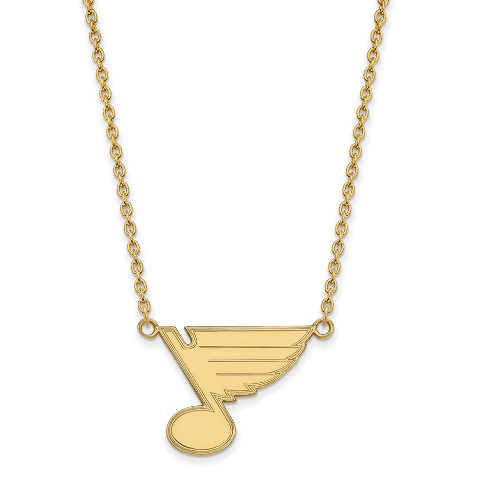 Sterling Silver Gold-plated NHL LogoArt St. Louis Blues Large Pendant 18 inch Necklace