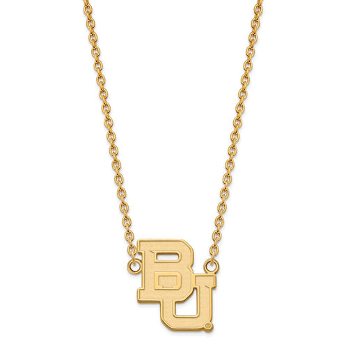 10k Gold LogoArt Baylor University Bears Large Pendant 18 inch Necklace