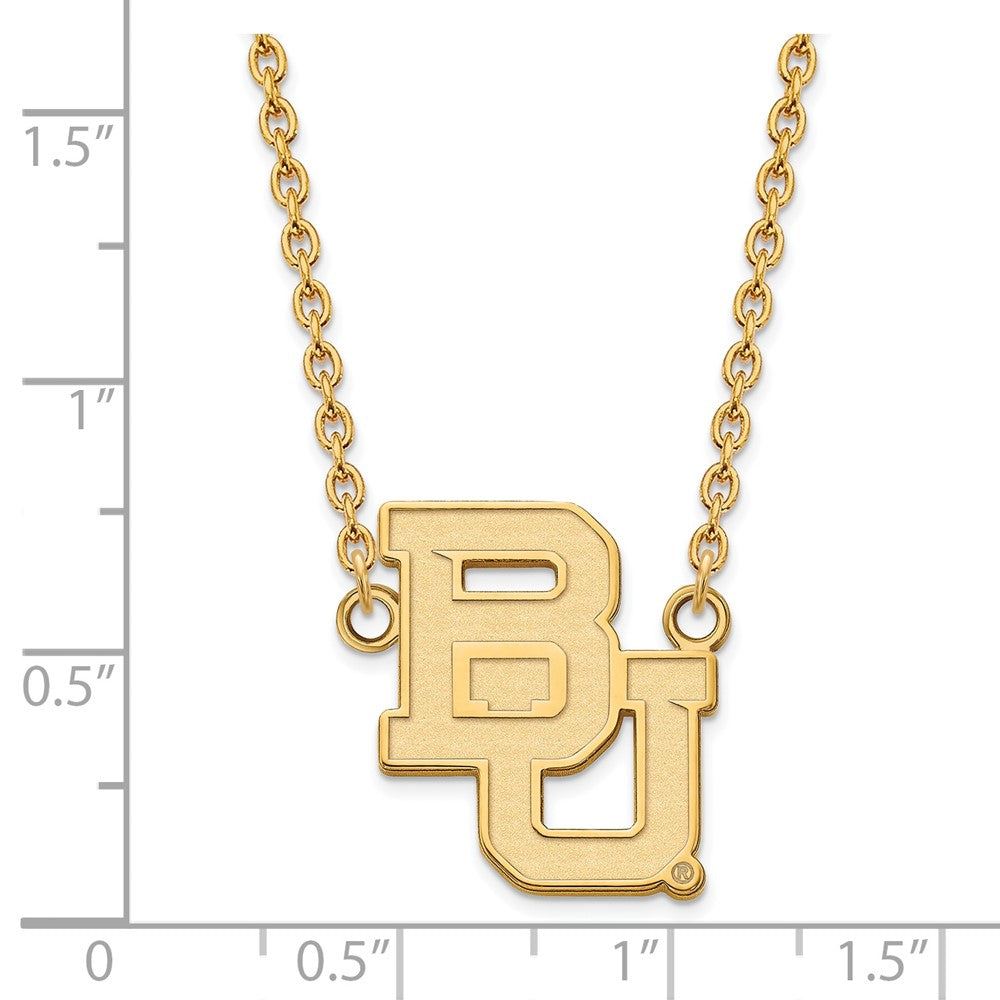 Sterling Silver Gold-plated LogoArt Baylor University Bears Large Pendant 18 inch Necklace