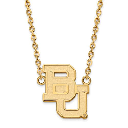 10k Gold LogoArt Baylor University Bears Large Pendant 18 inch Necklace