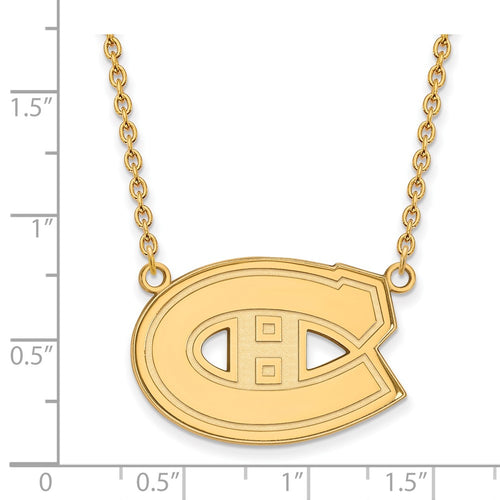 10k Gold NHL LogoArt Montreal Canadiens Large Pendant 18 inch Necklace