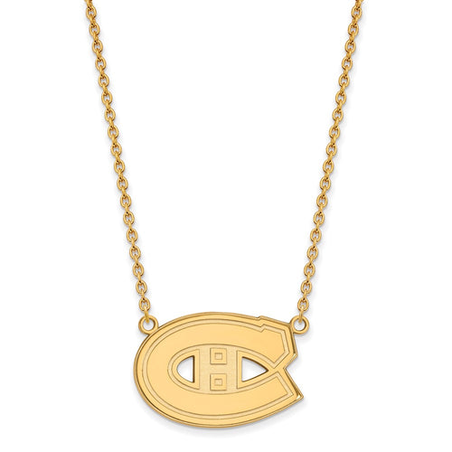 10k Gold NHL LogoArt Montreal Canadiens Large Pendant 18 inch Necklace